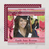 ピンクのハートとスワール2012年のシニア写真クラス 招待状 (正面/裏面)