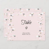 ピンクのハートとドットのテーブルのシーティングカード ポストカード (正面/裏面)