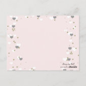 ピンクのハートとドットのテーブル席札 ポストカード (裏面)