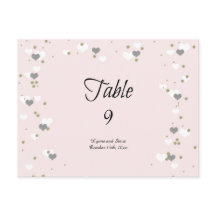 ピンクのハートとドットのテーブル席札