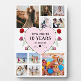 ピンクのハートとバラの記念日写真 フォトプラーク