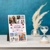 ピンクのハートとバラの記念日写真 フォトプラーク (側面)