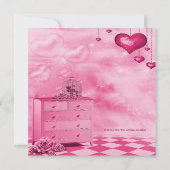 ピンクのハートとバラアフリカ系アメリカ人ベビーシャワー 招待状 (裏面)