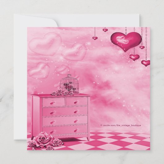 ピンクのハートとバラアフリカ系アメリカ人ベビーシャワー 招待状 (裏面)