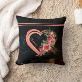 ピンクのハートとバラ クッション (ブランケット)