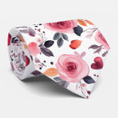ピンクのハートとバラ ネクタイ (ロール)