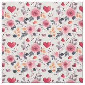ピンクのハートとバラ ファブリック (見本)