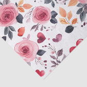 ピンクのハートとバラ 薄葉紙 (詳細)