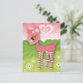 ピンクのハートとラブデエリー葉書 ポストカード (スタンド正面)