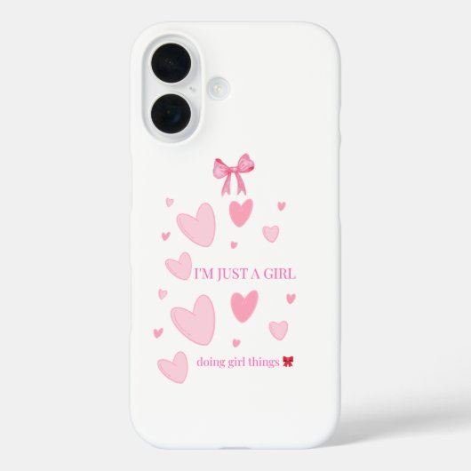 ピンクのハートとリボン I'm Just a Girl スマホケース Case-Mate iPhoneケース (裏面)