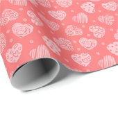 ピンクのハートとローズのロマンチックなパターン ラッピングペーパー (ロールコーナー)
