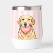 ピンクのハートと一緒にかわいい犬のオーダーメイドグッズ (左面)