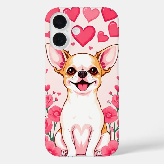 ピンクのハートと可愛いチワワ Case-Mate iPhoneケース (裏面)