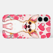 ピンクのハートと可愛いチワワ Case-Mate iPhoneケース (裏面 (横))
