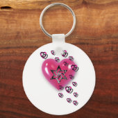 ピンクのハートと星 キーホルダー (正面)
