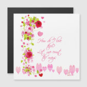 ピンクのハートと水彩赤いバラの詩の文字 (正面/裏面)