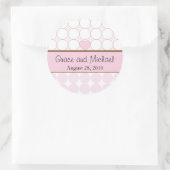 ピンクのハートと水玉模様結婚ズ ラウンドシール (バッグ)