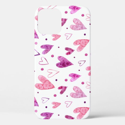 ピンクのハートと水玉模様：ロマンチックな喜び。 Case-Mate iPhoneケース (裏面)