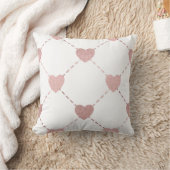 ピンクのハートと点々のある線 クッション (ブランケット)