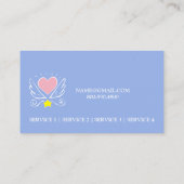 ピンクのハートと翼の介護者の青 名刺 (裏面)