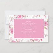 ピンクのハートと花のブライダルシャワー サンキューカード (裏面)