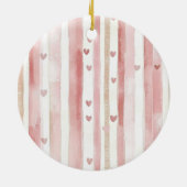 ピンクのハートと花の愛 セラミックオーナメント (裏面)