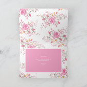 ピンクのハートと花バレンタインデー カード (内部)