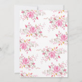ピンクのハートと花ブライダルシャワーへの招待 招待状 (裏面)