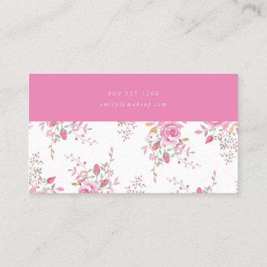 ピンクのハートと花 名刺 (裏面)