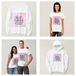 ピンクのハートと蝶と花柄のベストマムエバー Tシャツ