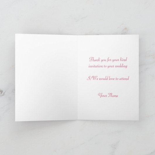 ピンクのハートと蝶の結婚式の承諾 サンキューカード (内部)