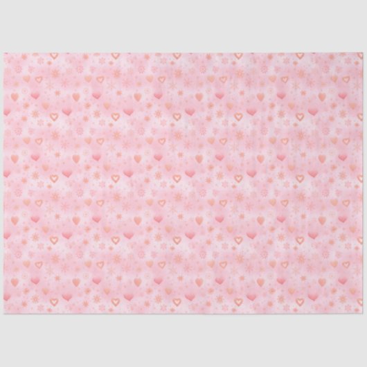 ピンクのハートと雪片クリスマス 薄葉紙 (正面)