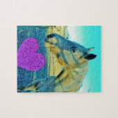 ピンクのハートと黄色の馬 ジグソーパズル (横)