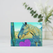 ピンクのハートと黄色の馬 ポストカード (スタンド正面)