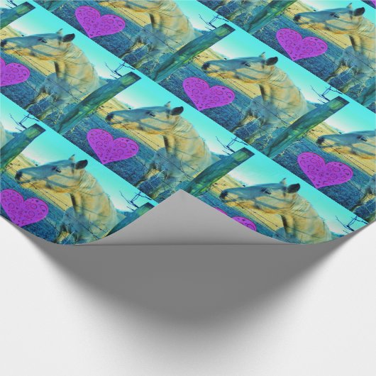 ピンクのハートと黄色の馬 ラッピングペーパー (角)