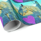 ピンクのハートと黄色の馬 ラッピングペーパー (ロールコーナー)