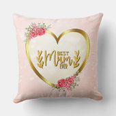 ピンクのハートと黄金のハート最高のがマームへ クッション (裏面)