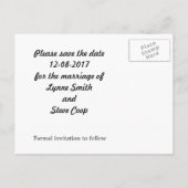 ピンクのハートと黒いリボン日付を保存 案内ポストカード (裏面)