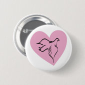 ピンクのハートに囲まれた鳩 缶バッジ (正面&裏面)