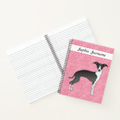 ピンクのハートに黒イタリアンと白のグレイハウンド ノートブック (内部)