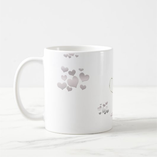 ピンクのハートのかわいいバレンタインデーのパーソナライズなマグ コーヒーマグカップ (左)