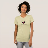 ピンクのハートのかわいい鶏 Tシャツ (正面フル)