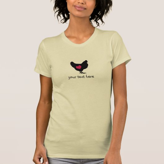 ピンクのハートのかわいい鶏 Tシャツ (正面)
