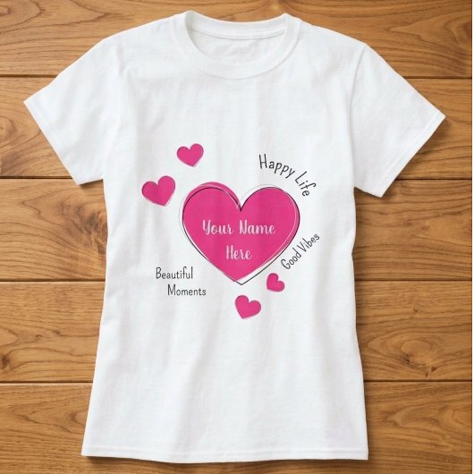 ピンクのハートのカスタマイズ可能なレディースTシャツ Tシャツ