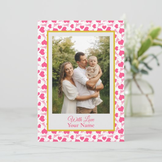 ピンクのハートのカスタム写真 (スタンド正面)