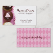 ピンクのハートのカップケーキはパン屋を焼くクッキーを振りかけます 名刺 (正面/裏面)