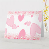 ピンクのハートのカード カード (黄色い花)