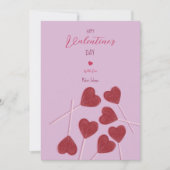 ピンクのハートのキャンディ - バレンタインデーパーティー シーズンカード (正面)