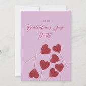 ピンクのハートのキャンディ - バレンタインデーパーティー 招待状 (正面)