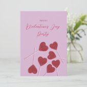 ピンクのハートのキャンディ - バレンタインデーパーティー 招待状 (スタンド正面)